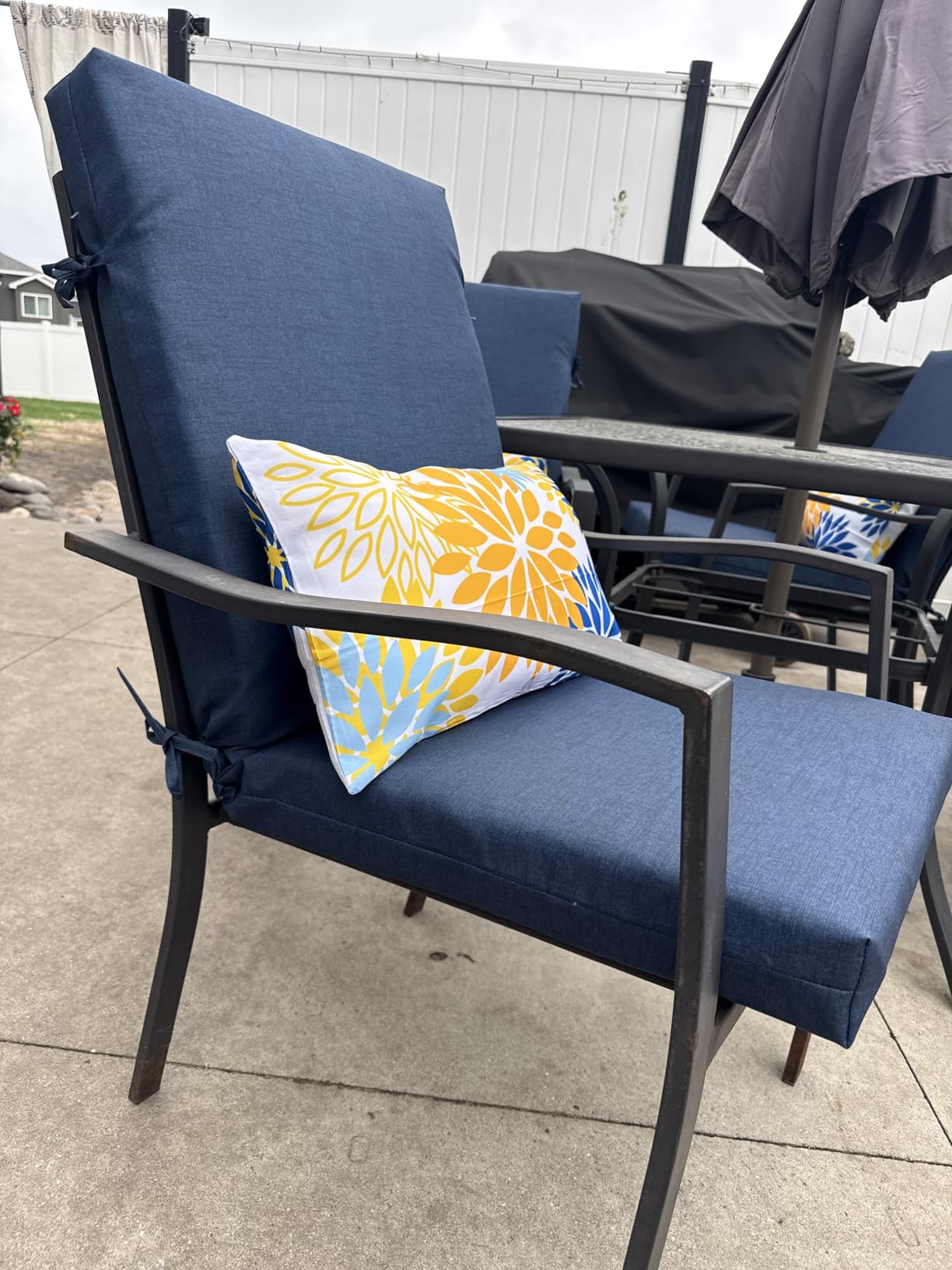 Arden Outdoor Dining Chair Cushion, 4-Pack, 20x44, Sapphire Blue | Rain-Proof Seat Pad, Fade-Resistant, Mold and Mildew Resistant customer photo 2