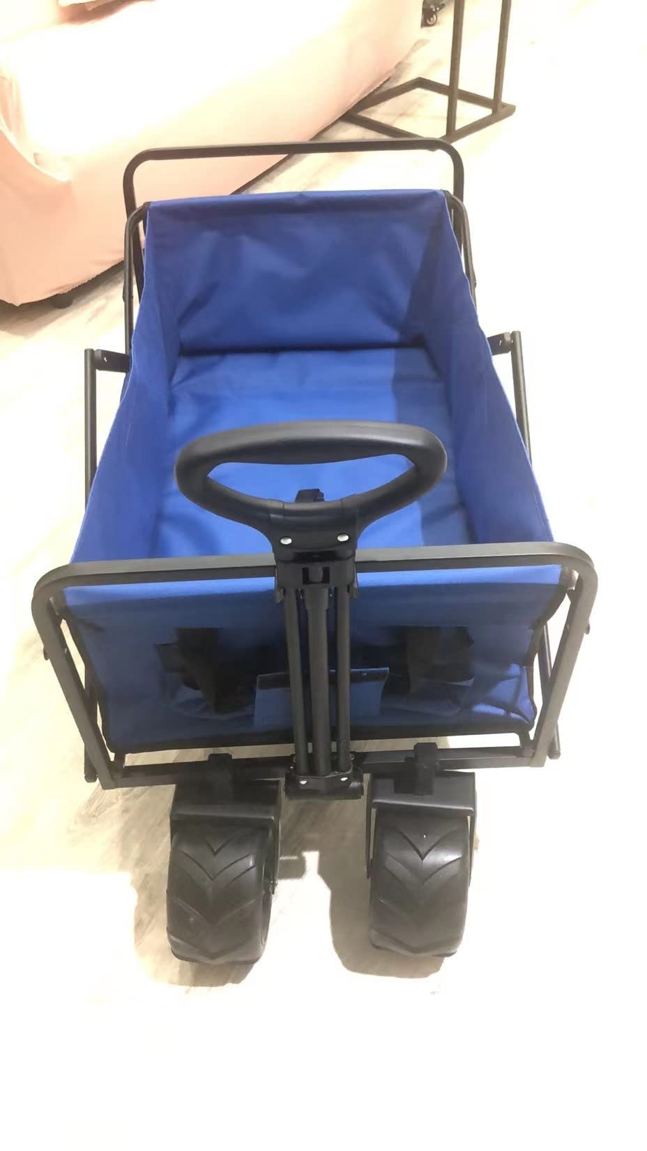 EchoSmile Wagons Carts Foldable Heavy Duty 350L Capacity for Camping, Blue | All-Terrain Big Wheels, Reinforced Bottom Frame, Utility, Grocery, Beach customer photo 2