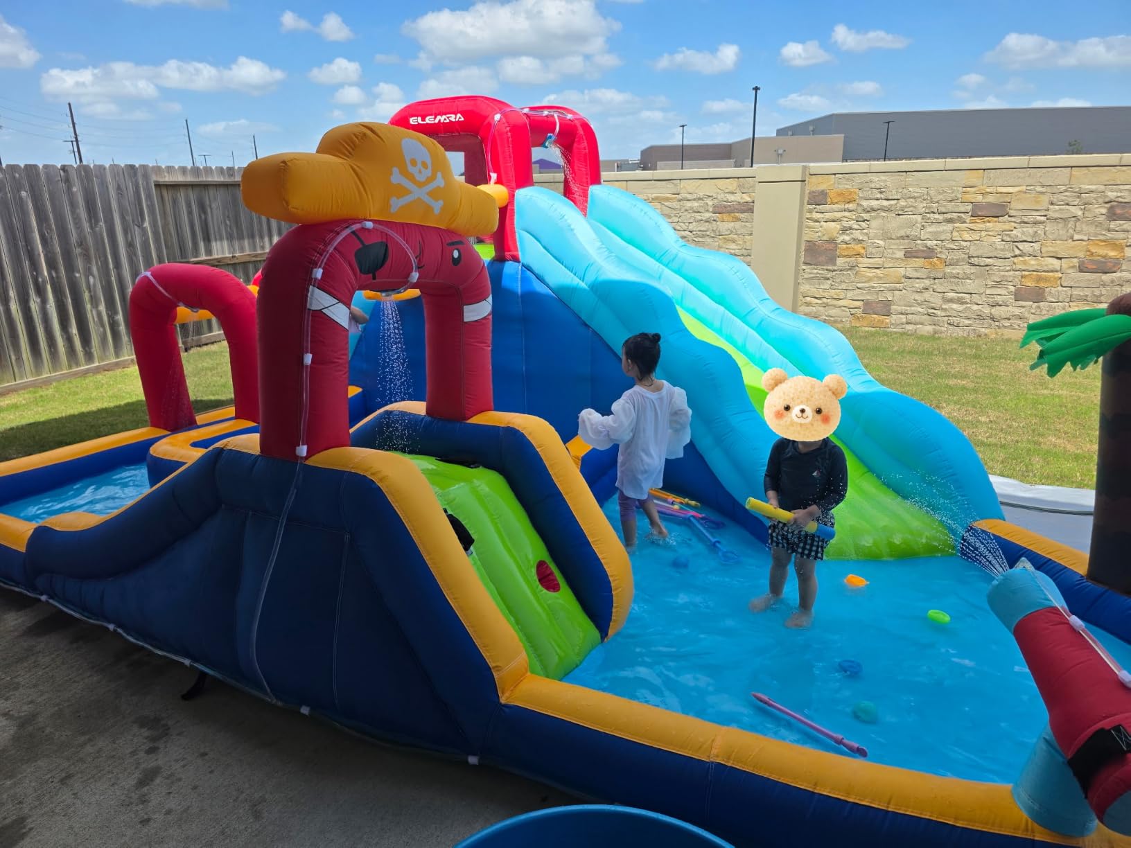 ELEMARA Inflatable Water Slide Bounce House, 10 in 1 Inflatable Water Park with Blower, 2 Slides & 2 Climbing Walls & 2 Water Guns, Deep Pool Giant Splash Pool, Water Slides for Kids Backyard for 6 customer photo 1