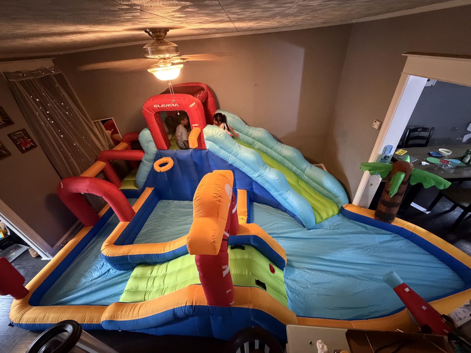 ELEMARA Inflatable Water Slide Bounce House, 10 in 1 Inflatable Water Park with Blower, 2 Slides & 2 Climbing Walls & 2 Water Guns, Deep Pool Giant Splash Pool, Water Slides for Kids Backyard for 6 customer photo 2