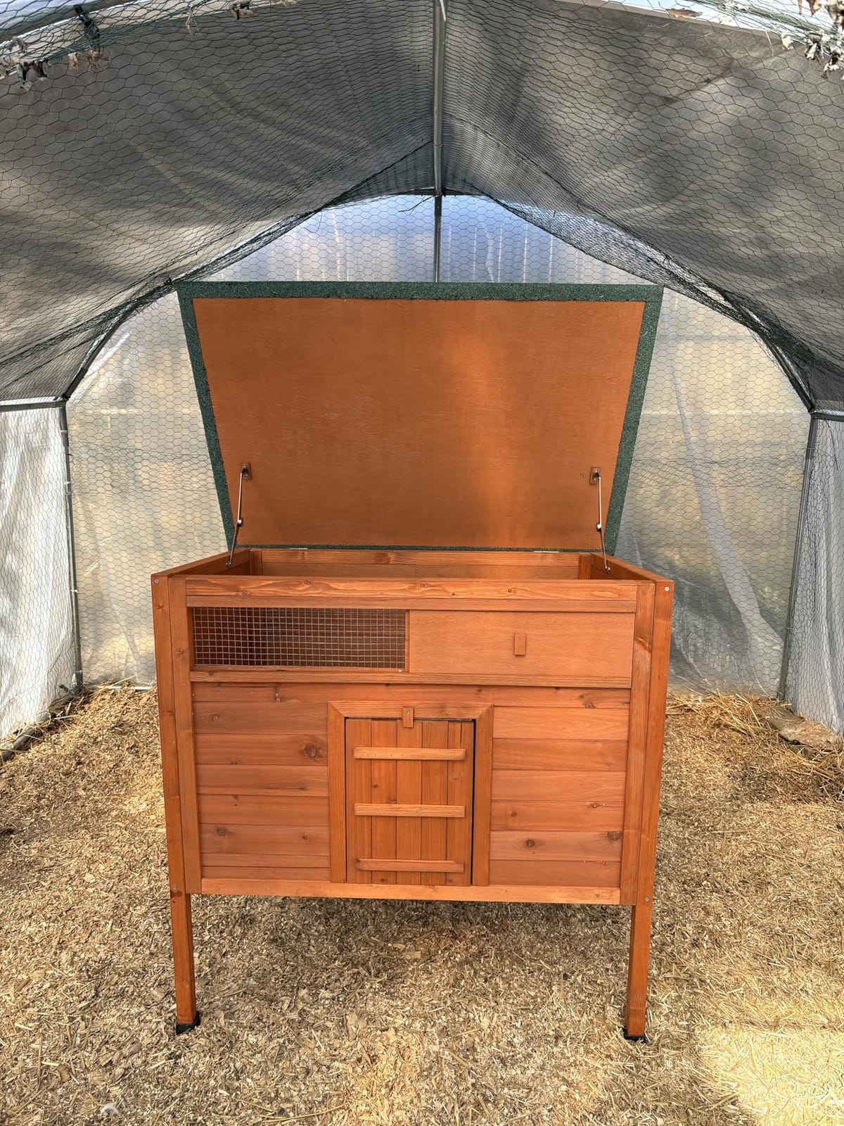 Duck Coop Duck House for Outside with Pull Out Tray Wooden Duck House for Chicken Run with Larger Windows and Elevated Legs, Chicken coop with 2 Perches, 2 in 1 Ramp, Openable Roof customer photo 2