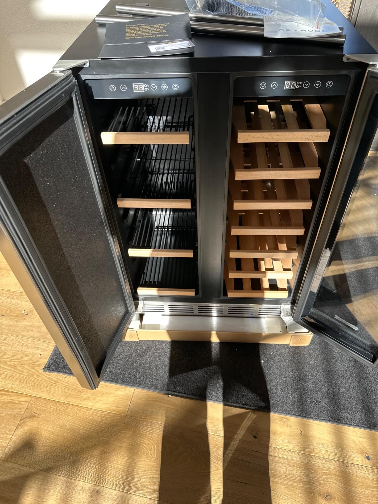 ORYMUSE 36 Inch 2 Door Commercial Back Bar Cooler, 7.2 Cu.Ft Under Counter Beverage Refrigerator with Glass Doors, Safety Lock and LED Light for Bar Restaurant Cafe, Black customer photo 2