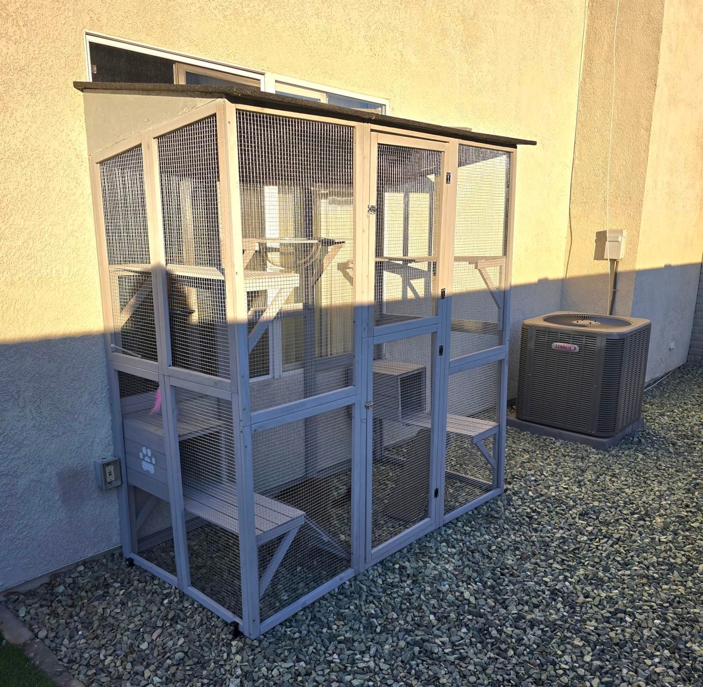 YITAHOME 94 Inch Outdoor Cat Enclosure, Large Outdoor Cat House for Multiple Cats, Cat Cage with Weatherproof Roof, 7 Platforms, 2 Resting Box and Cat Hammock Bed customer photo 1