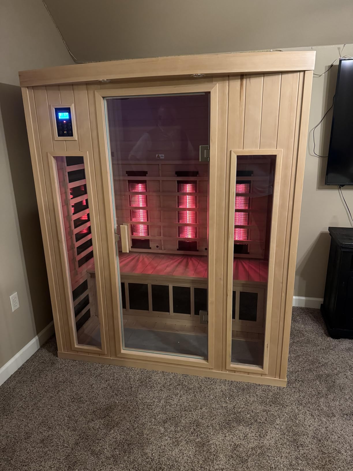 LTCCDSS Full Spectrum Outdoor Sauna 4 Person, Far Infrared Sauna, Low EMF Sauna Room for Home, Low EMF Heaters | Chromotherapys | Bluetooth Speakers | Canadian Hemlock | 73.09 * 48.66 * 83.5 in customer photo 1