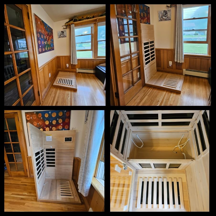 LTCCDSS Full Spectrum Outdoor Sauna 4 Person, Far Infrared Sauna, Low EMF Sauna Room for Home, Low EMF Heaters | Chromotherapys | Bluetooth Speakers | Canadian Hemlock | 73.09 * 48.66 * 83.5 in customer photo 2