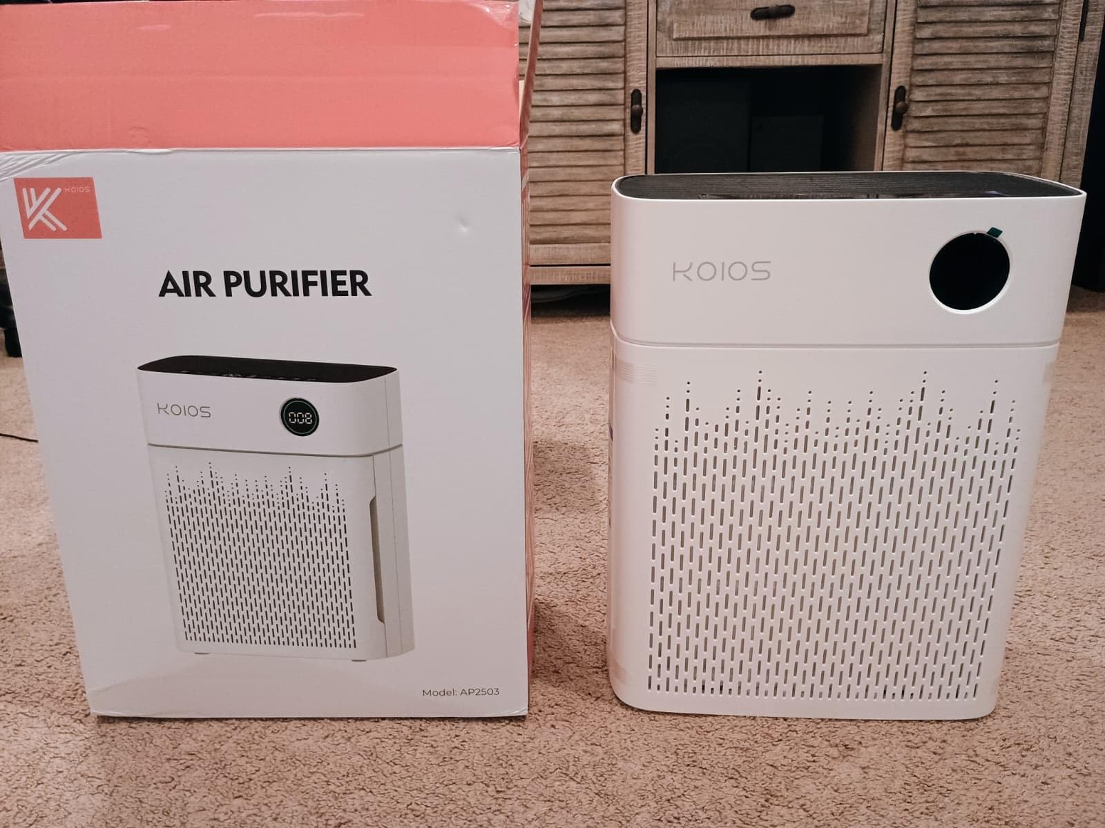 KOIOS H13 True HEPA Air Purifier for Home Bedroom 2500 sq ft, Carbon Filter | PM2.5 AQI Display & Auto Mode, 20dB Sleep Mode, Washable Filter & Filter Reminder for Pet Hair, Odors, Dust, Smoke, AP2503 customer photo 1