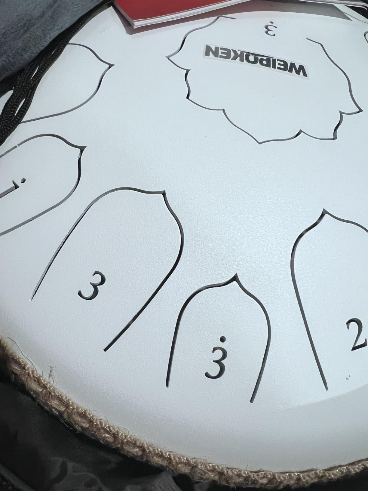 Steel Tongue Drum Pro - 14 Inch 15 Note Rain Drum - Percussion Instrument for Meditation and Music, Hand Pan Drums with Music Book, Mallets and Carrying Bag (White) customer photo 2