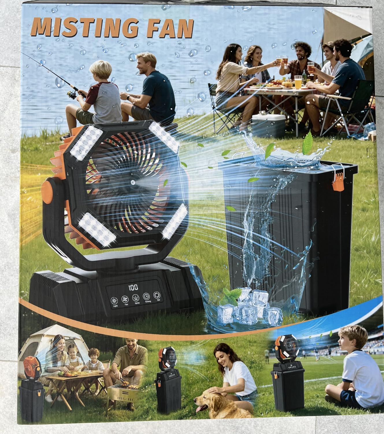 40000mAh Misting Fans for Outside, 15L Large Tank Portable Misting Fan, Battery Powered Outdoor Mister Fan with Remote & LED Light customer photo 2