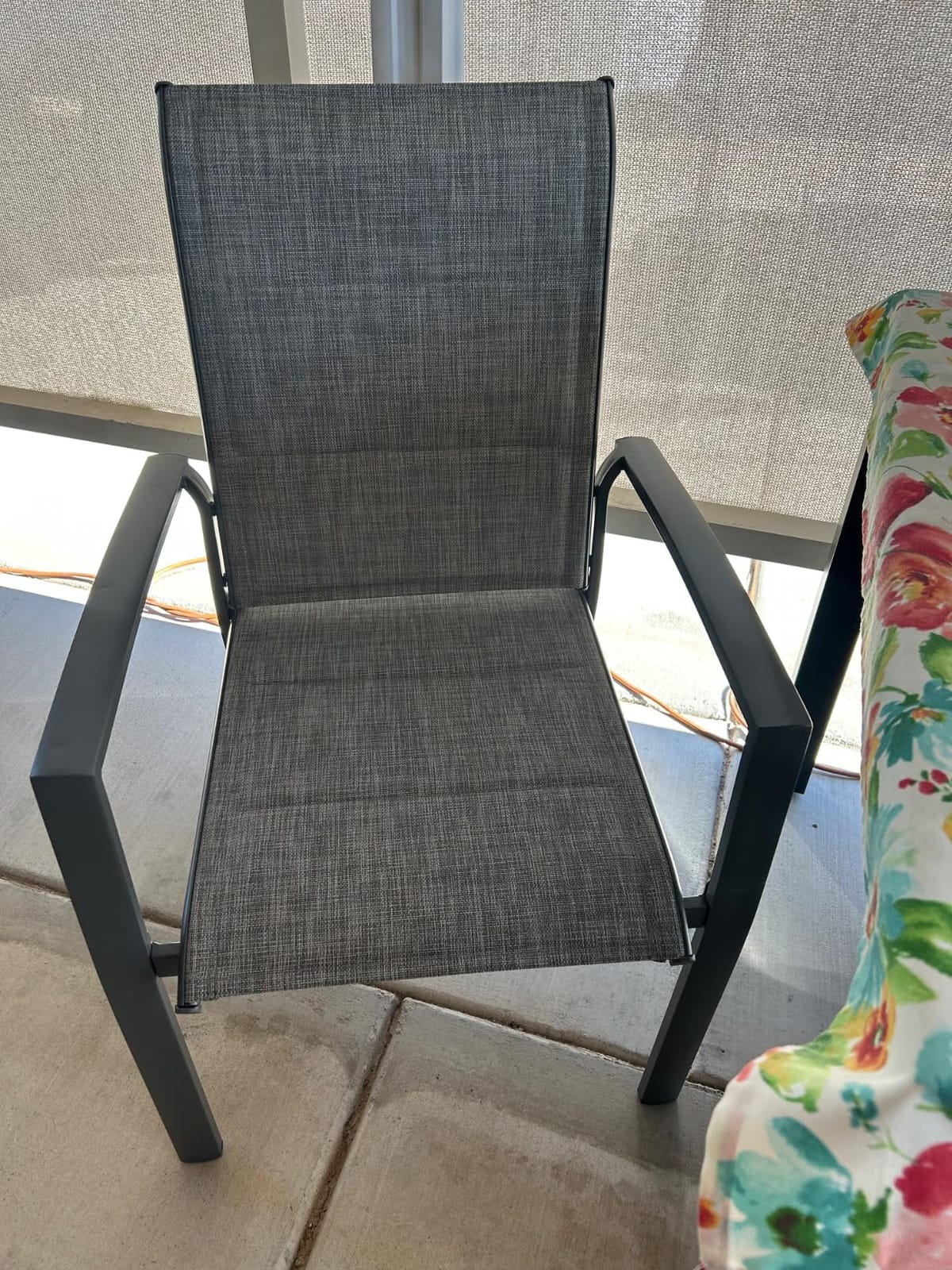 DIFY Patio Chairs Set of 2, Stackable Outdoor Dining Chairs Set with Breathable Textilene High Back and All-Weather Metal Frame for Garden, Backyard, Deck, Brown customer photo 1