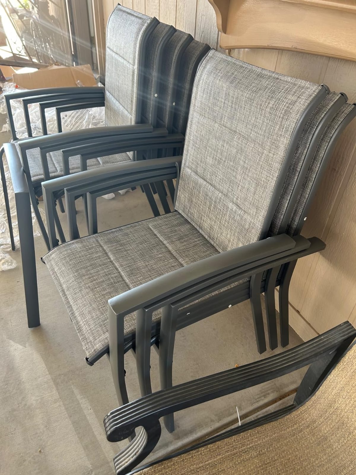 DIFY Patio Chairs Set of 2, Stackable Outdoor Dining Chairs Set with Breathable Textilene High Back and All-Weather Metal Frame for Garden, Backyard, Deck, Brown customer photo 2