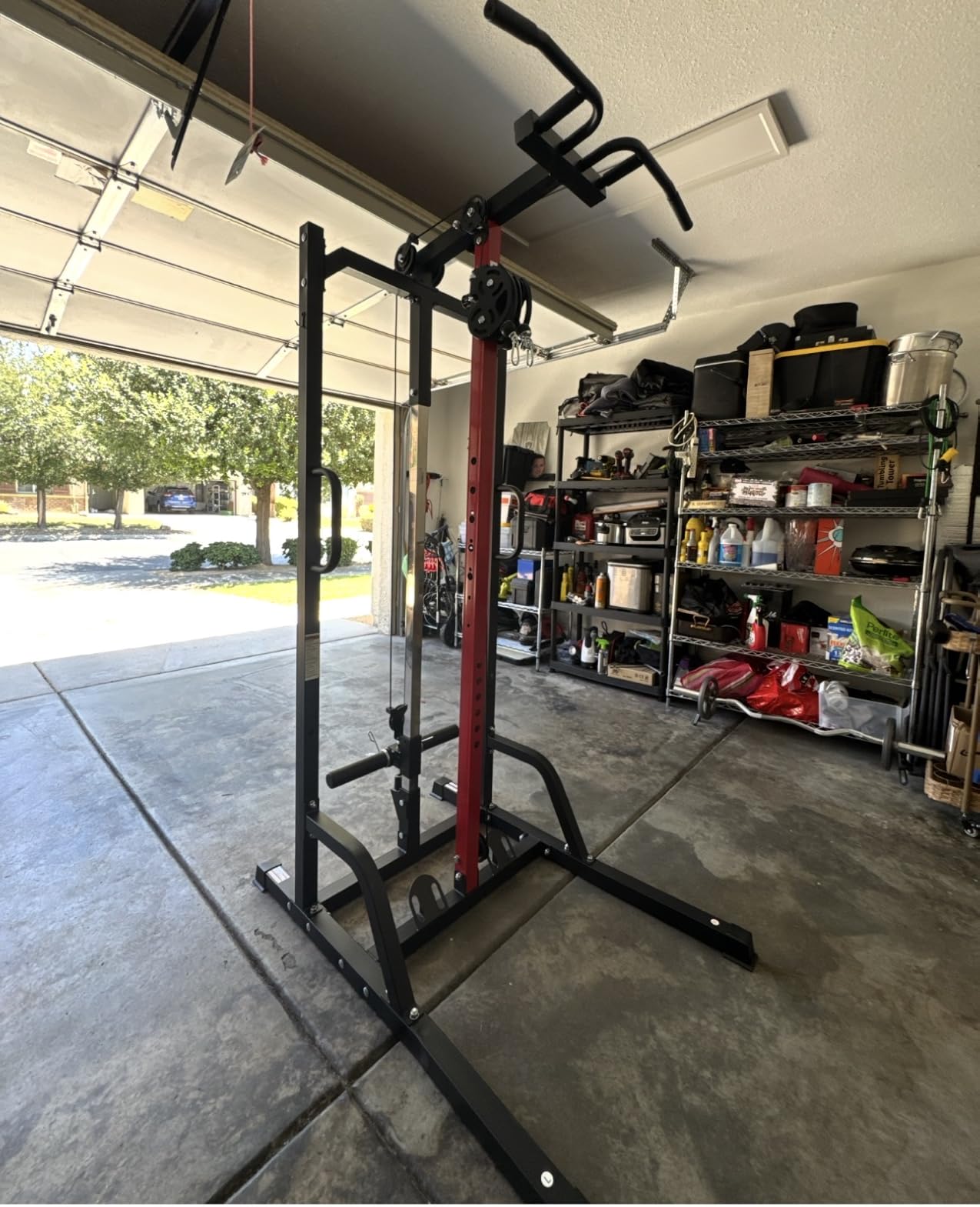 Pull Up Bar Power Tower Dip Station with Cable Machine, 450LB Home Gym | Pull up bar, dip station and 16-position cable system for pull ups, dips, lat pulldowns, rows and full-body training customer photo 2