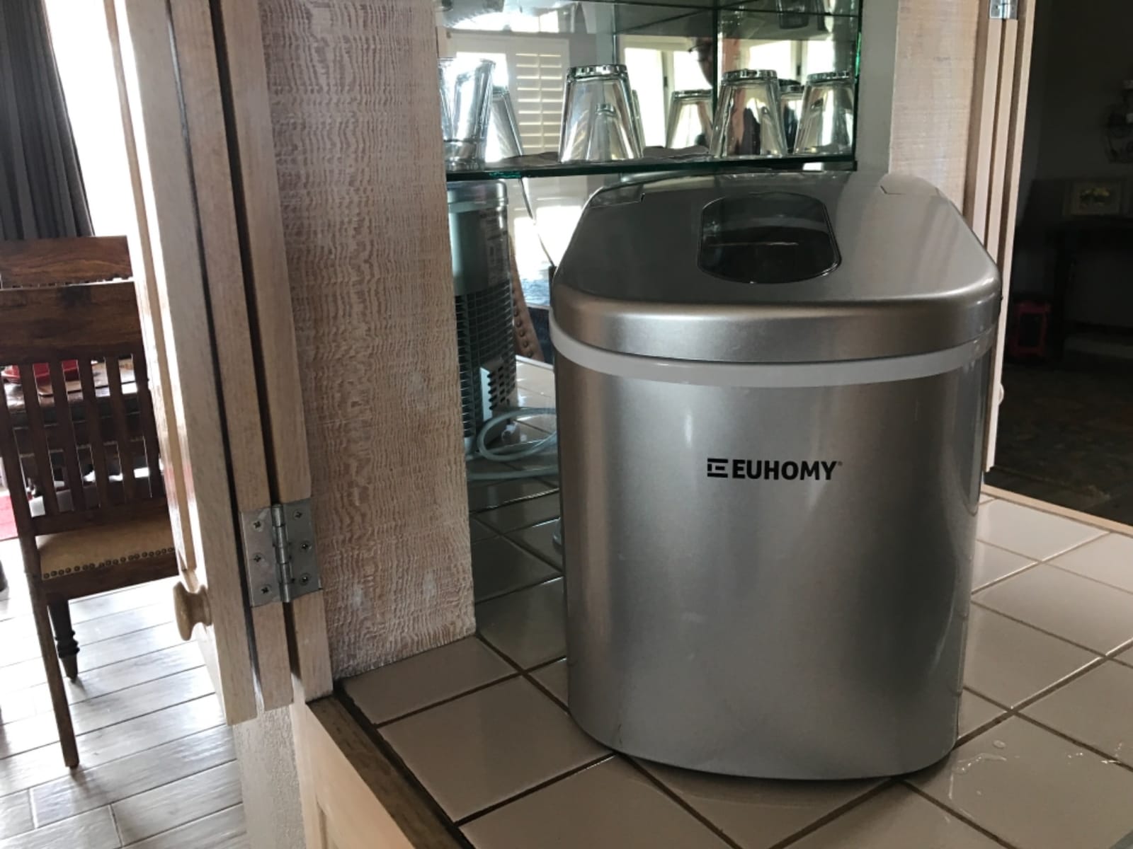 Euhomy Countertop Nugget Ice Maker, 35lbs Daily Sonic Crushed Ice Machine | Ice Ready in 5 Mins, Dual-Pump Self-Cleaning, Detachable Lid, Pebble Ice Maker with Basket, Scoop, 4 Packs Cleaner, Grey customer photo 1