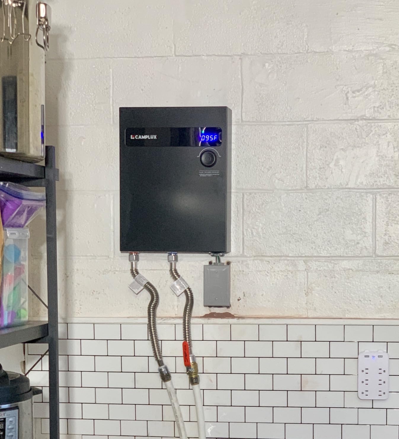 CAMPLUX Tankless Water Heater Electric 120V, 4.5kW Point of Use Instant Hot Water Heater, Save Space for Sink Wall Mounted LED Digital Display CSA Certified customer photo 1