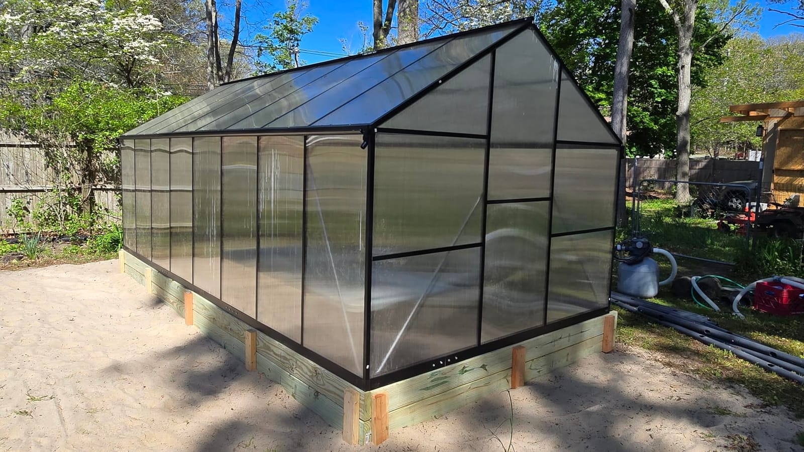 10x18 FT Aluminum Greenhouse, Durable Walk-in Polycarbonate Greenhouse Kit with Adjustable Roof Vent, Easy Assembly Outdoor Garden Greenhouse for Backyard, Black customer photo 2