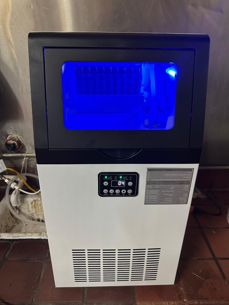 Commercial Ice Maker Machine, 110Lbs/24H Stainless Steel Ice Maker, Under Counter Ice Maker with 33Lbs Storage, 36 Ice Cubes per Cycle, Self-Cleaning,Freestanding,LED Display for Home Bar Restaurant customer photo 2