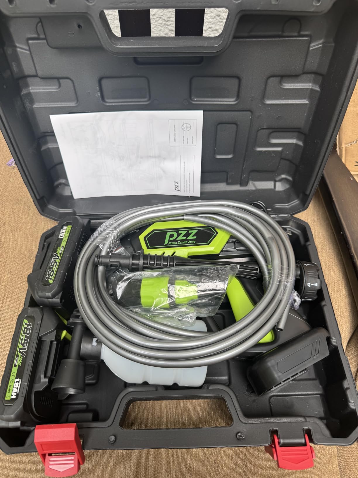 PZZ Cordless Pressure Washer, 1000 PSI Portable Power Cleaner with Dual 18.5V Batteries, 6-in-1 Nozzle & 17FT Hose customer photo 1