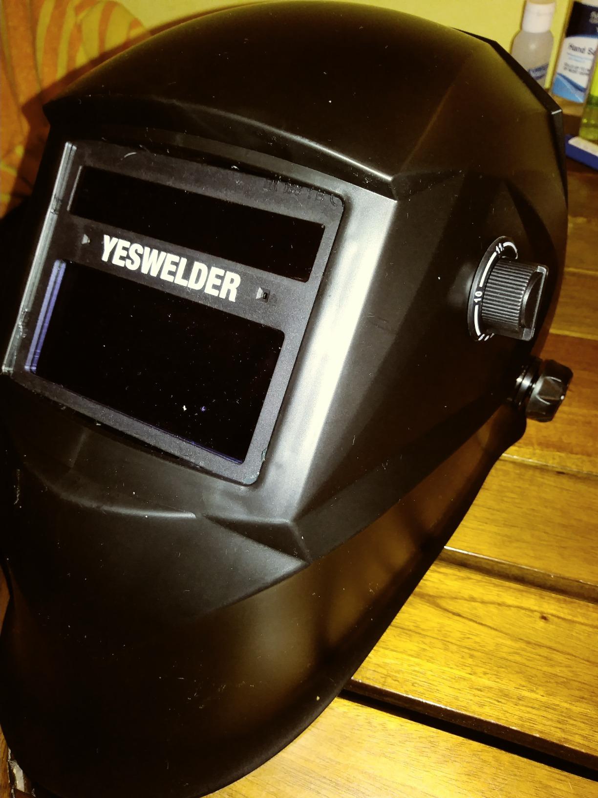 YESWELDER Auto-Shade Welding Helmet, Internal Digital Control, 180° View | three sides auto-darkening, 1/1/1/1 true color, auto adjust, 5 arc sensors, shade 3/4-8/9-14, customized memory presets customer photo 1