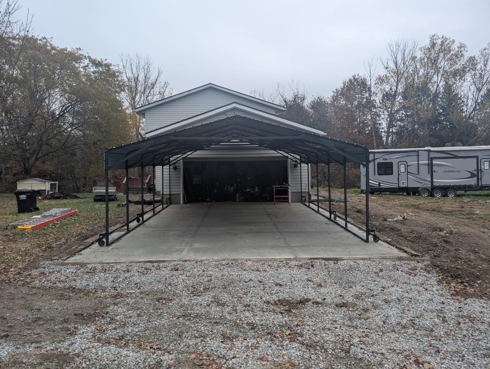 Military-Grade Metal Carport 12x20 FT, Heavy Duty Garage 2-Sided Enclosure | 2x2