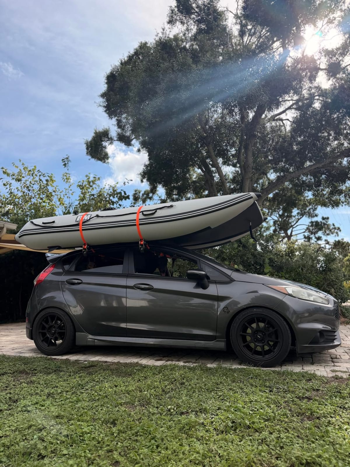 11ft Inflatable Catamaran Boat, 5-Person Fishing Boat for Adults, Heavy-Duty Inflatable Dinghy with Drop-Stitch Air Floor, Supports 15HP Motor, Includes Aluminum Oars, Seats & HIN for Registration customer photo 2