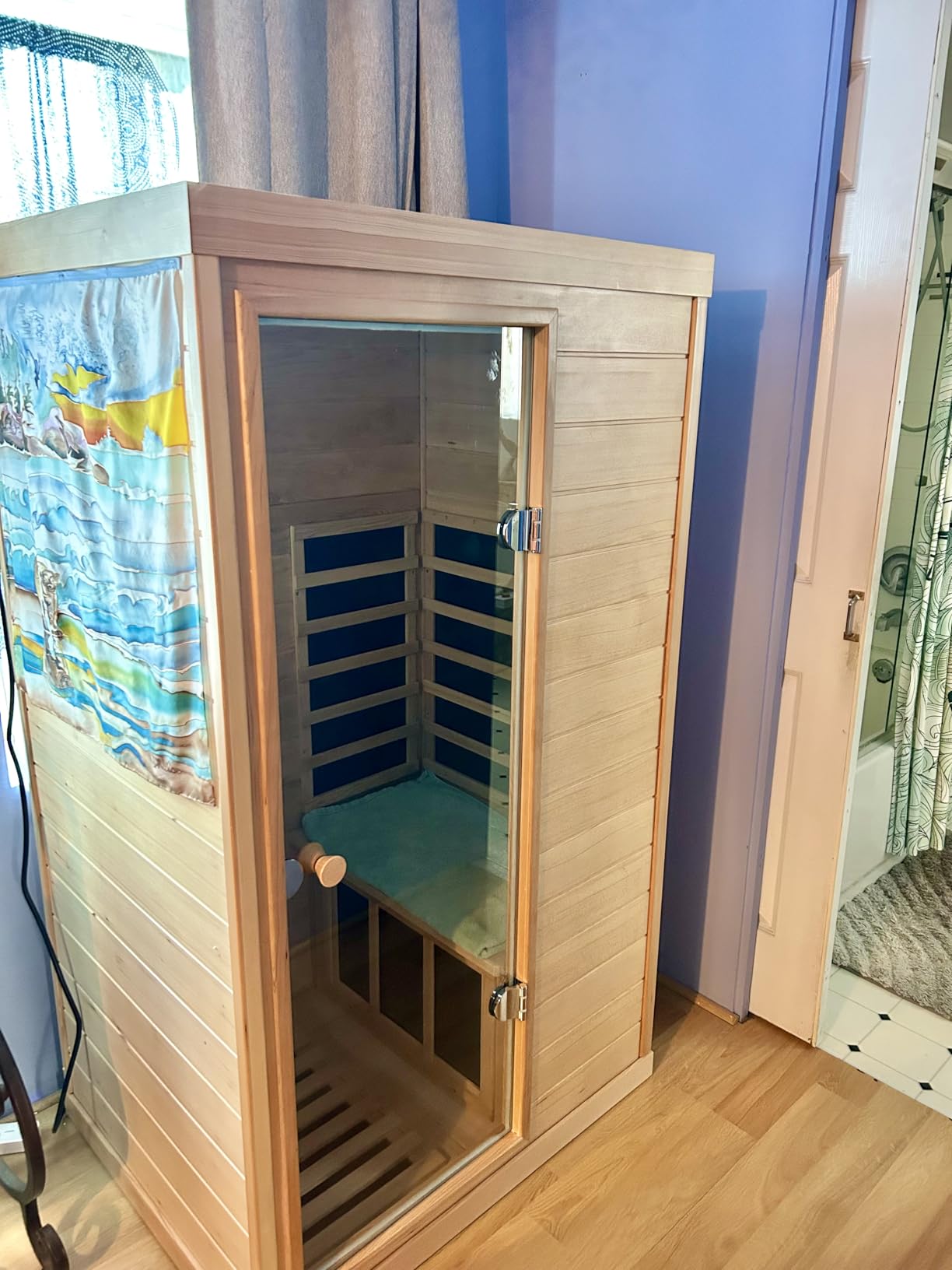 LTCCDSS Full Spectrum Ultra-Low EMF Outdoor Infrared Sauna 3 Person, Composite Wood Far Infrared Sauna for Home, EMF 0.1-1mG, Bluetooth & Chromotherapy customer photo 2