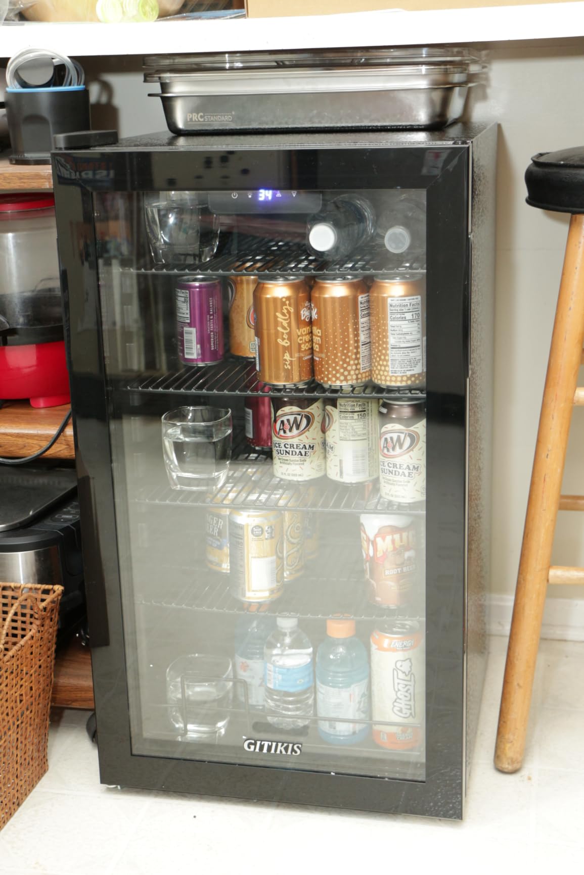 24 Inch Dual Zone Wine and Beverage Refrigerator Cooler Under Counter | Built-in Freestanding Fridge with Glass Door, 88 Cans & 20 Bottles, Digital Temp Control Home Use customer photo 2