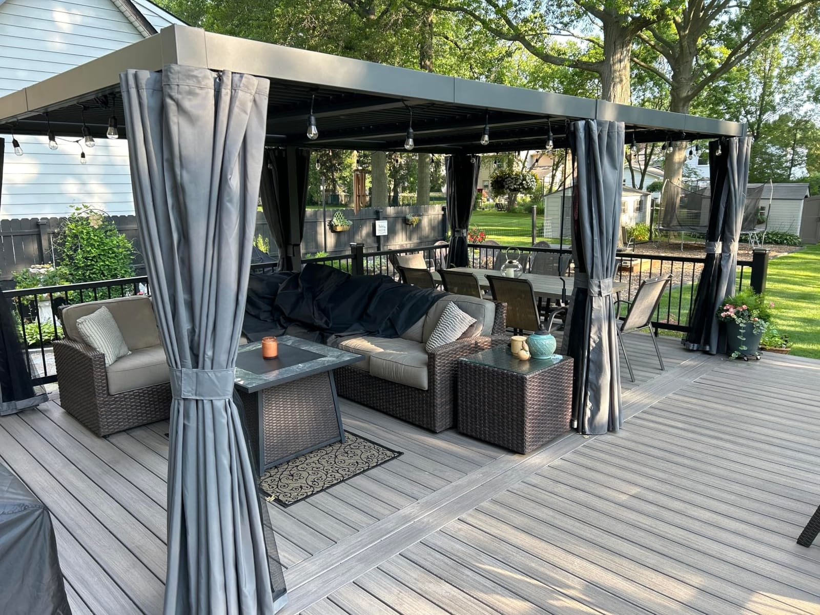 Aoxun Louvered Pergola 12x16 All-Aluminum, Waterproof Curtains and Netting | Outdoor Gazebo with 2 Independent Adjustable Roofs, Integrated Drainage System for Patios, Deck & Backyard customer photo 1