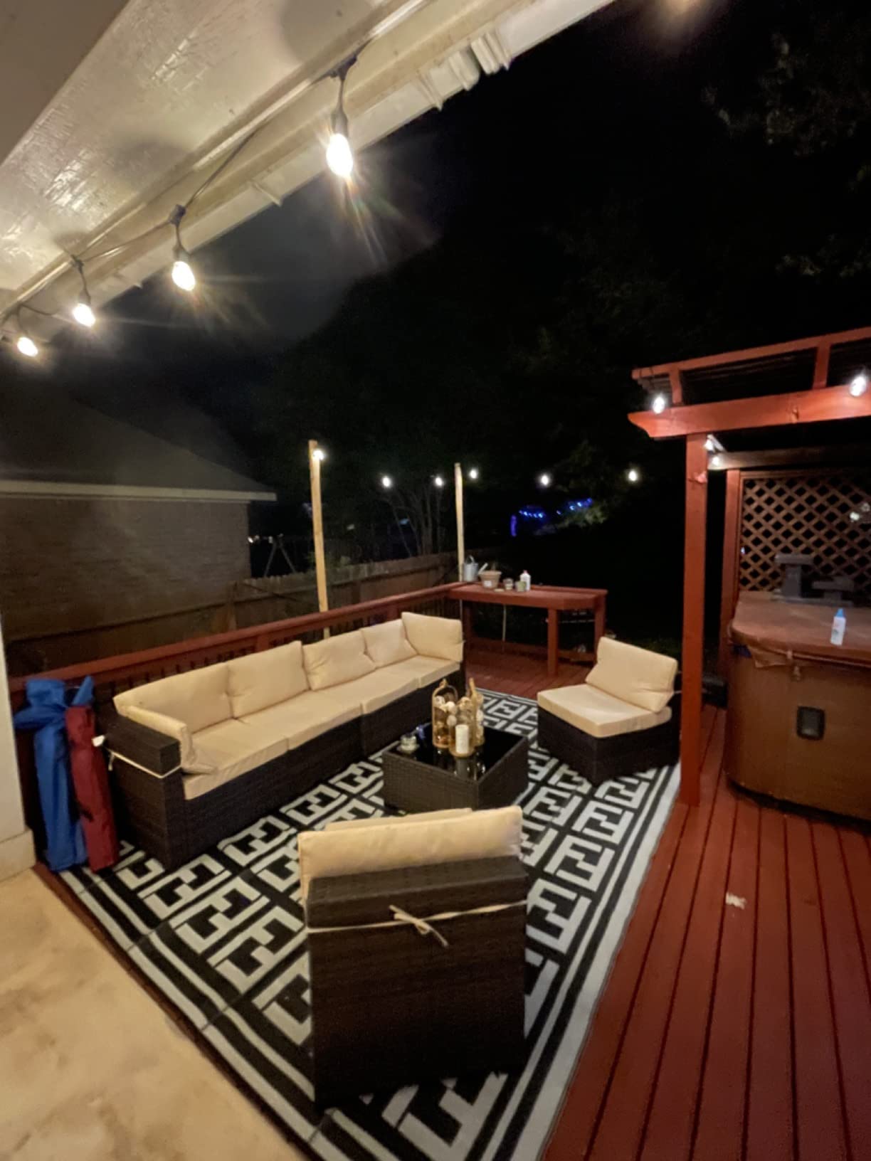 LAFWLL 7 Pieces Outdoor Patio Furniture Sets, Rattan Conversation Sectional Set, Manual Weaving Wicker Patio Sofa with Tea Table customer photo 1
