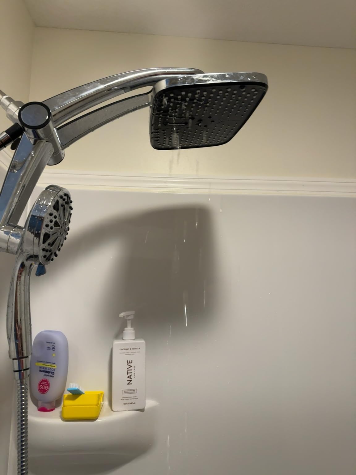 12-Inch High Pressure Rain Shower Head with Handheld Spray Combo, Magnetic | Dual shower heads; one-piece bracket adjusts height and angle; 9 settings: 8 sprays + 1 Power Jet for cleaning; easy install customer photo 1