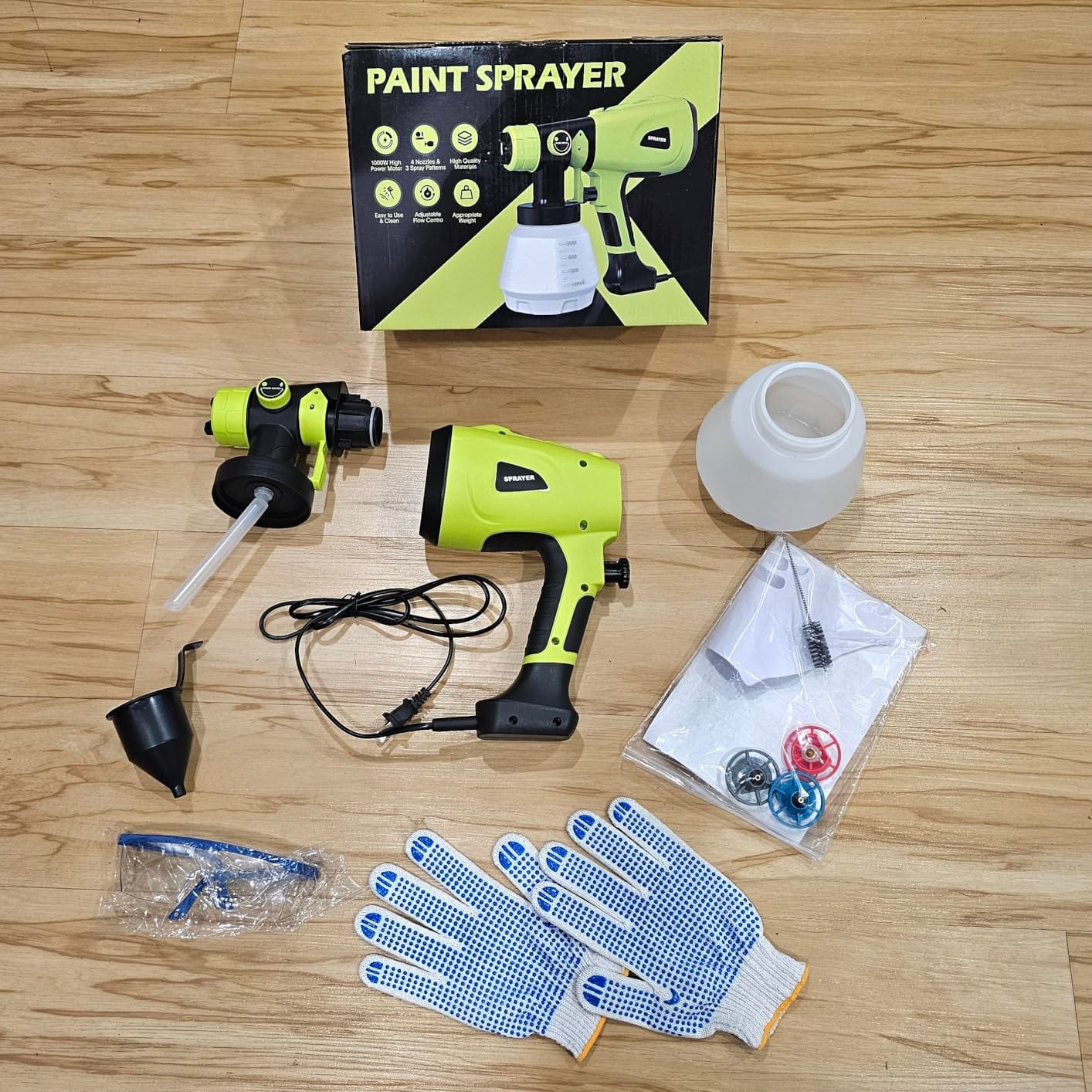 1000W High Power Paint Sprayer - Corded HVLP Paint Gun with 4 Sizes Copper Nozzles, Easy to Clean & Control Power Painter Yellow customer photo 1