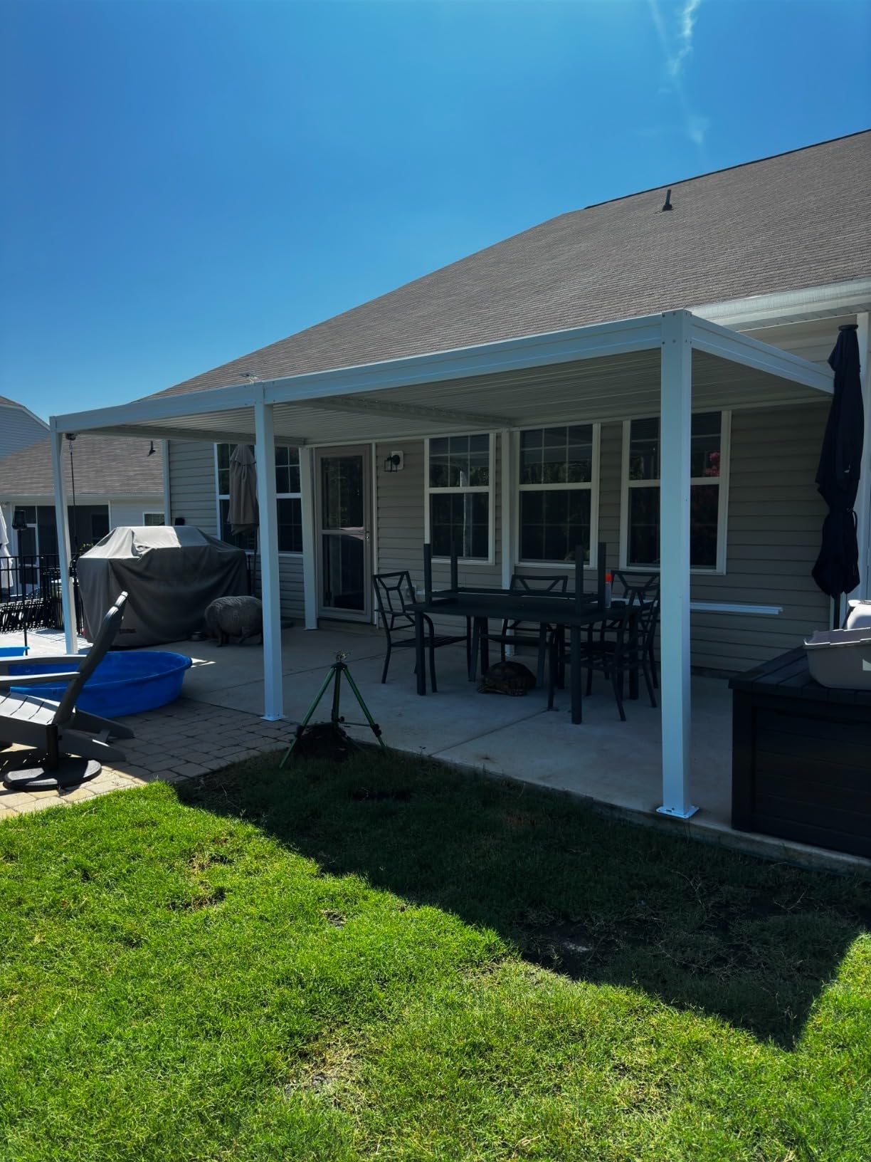 Domi Louvered Pergola 10x16, Outdoor Metal Pergola, Espresso Brown | Adjustable Roof and Built-in Drainage System, for Patio, Backyard, Deck customer photo 1