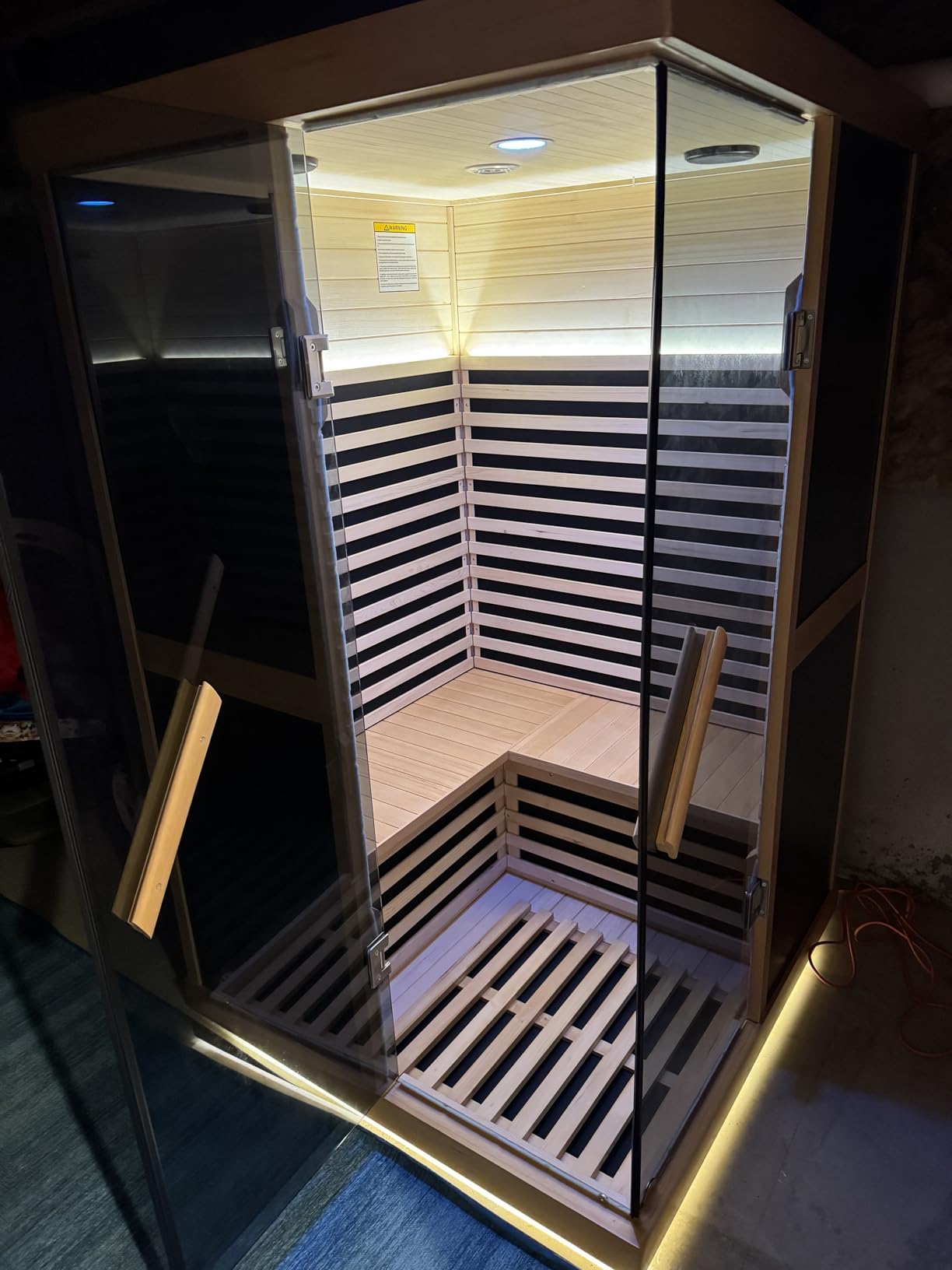 Steam Sauna, Traditional 2-4 Person Indoor Sauna with 3000W Stove Heater | Chilean Pine Wood Sauna Room with Wooden Barrel and Spoon, Sauna Stone, Hygrometer, Cup Holder, LED Lighting, Speaker customer photo 2