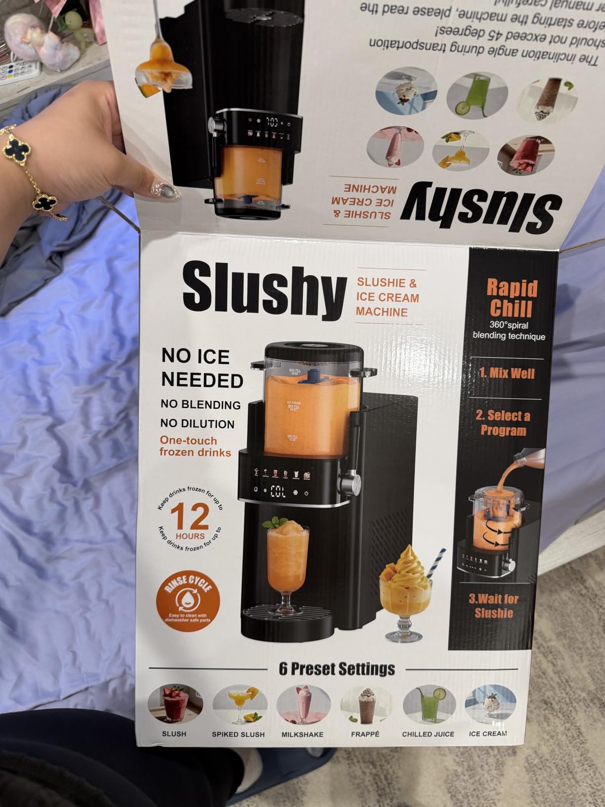 Slushie Machine for Home, Ice Cream Maker, 30OZ, Light Gray | Slushy Margarita Frozen Drink Soft Serve Ice Cream Machine, 7 Preset, No Ice Needed, Fast Freeze, Temp Control, Easy to Clean customer photo 2