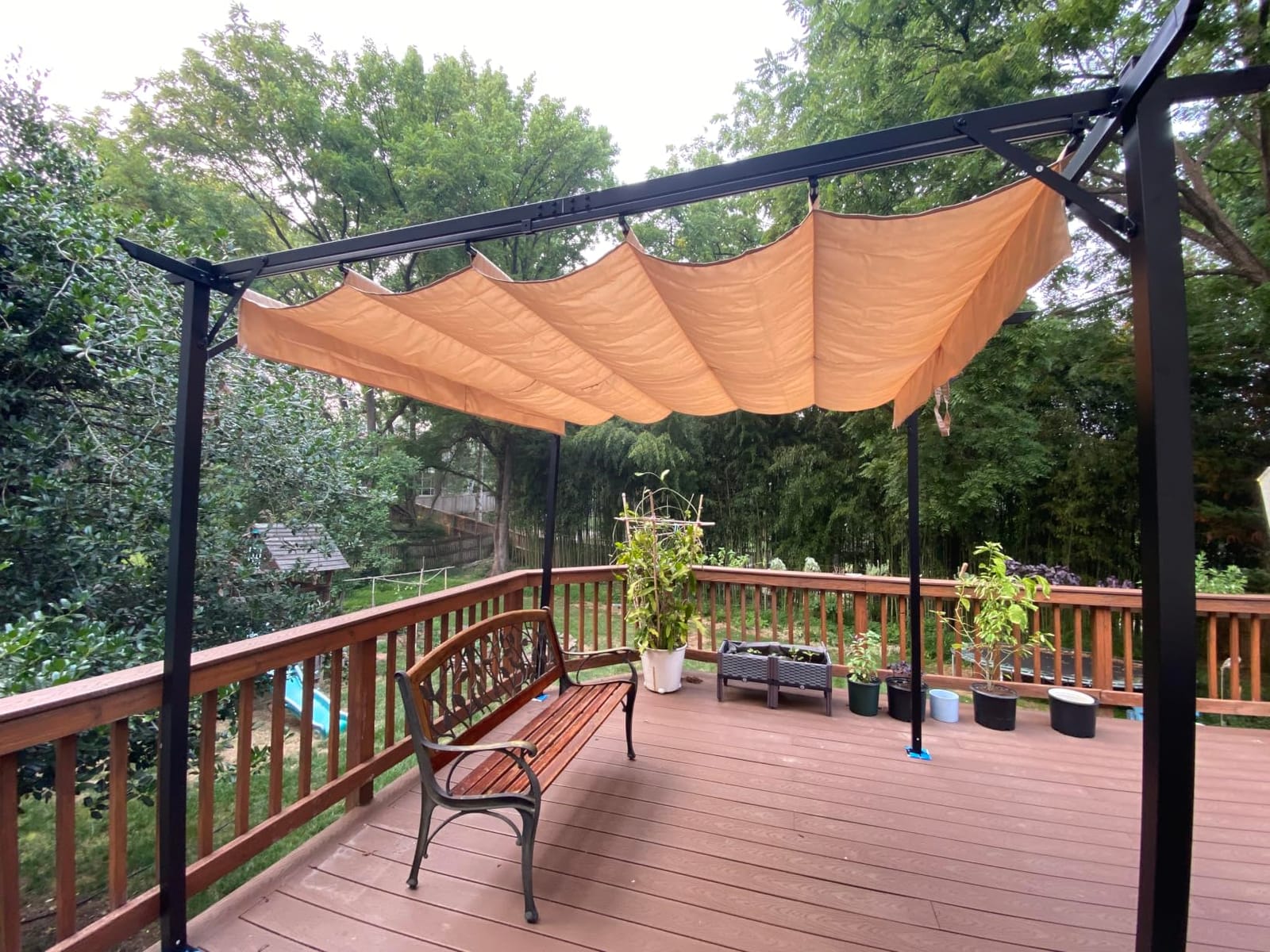 Aoxun 10'x10' Outdoor Pergola, Patio Pergola with Upgraded Retractable Canopy, Heavy Duty Metal Pergolas and Gazebos with Adjustable Sun Shade Cover for Modern Backyard, Deck, Garden customer photo 2