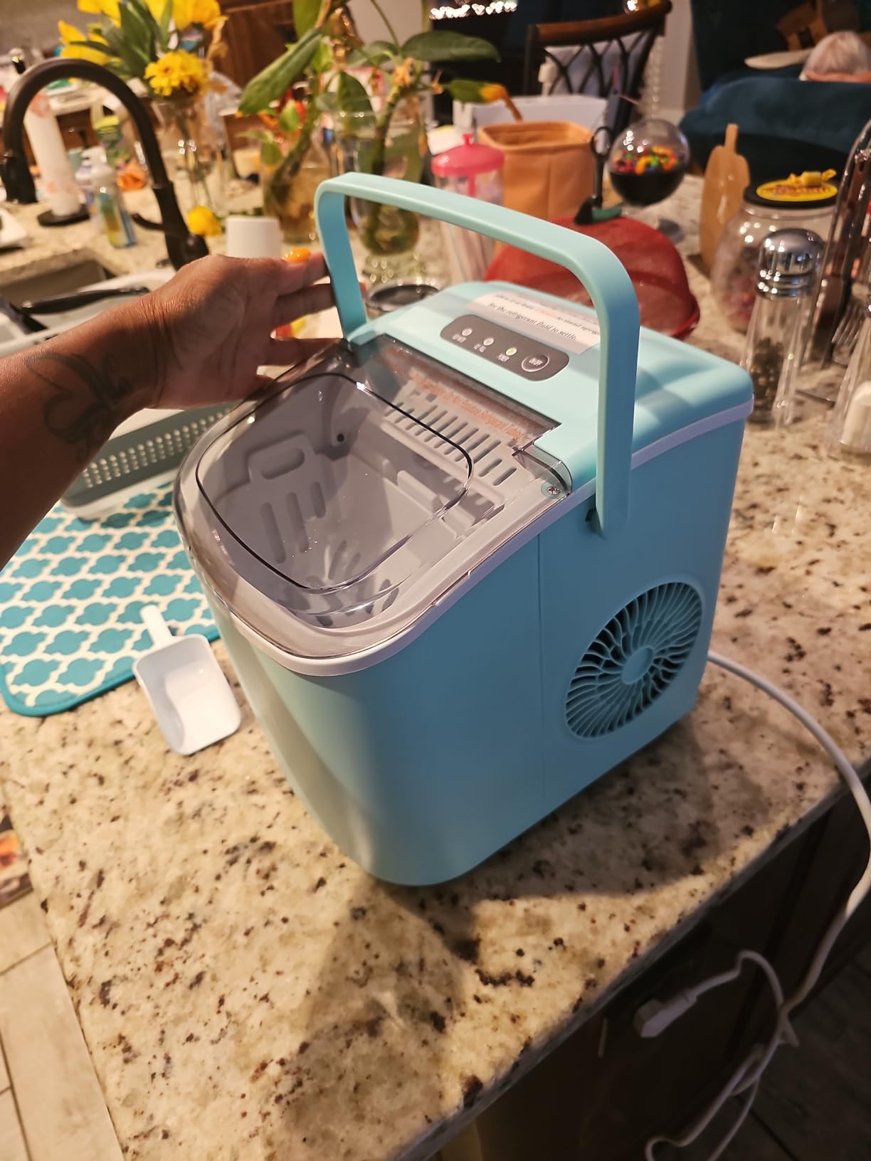 AGLUCKY Nugget Ice Maker Countertop with One-Touch Dispensing | 35 lbs/day, no scoop needed, soft chewable pebble texture, self-cleaning cycle, removable 1.8L water tank for Home & Kitchen customer photo 2