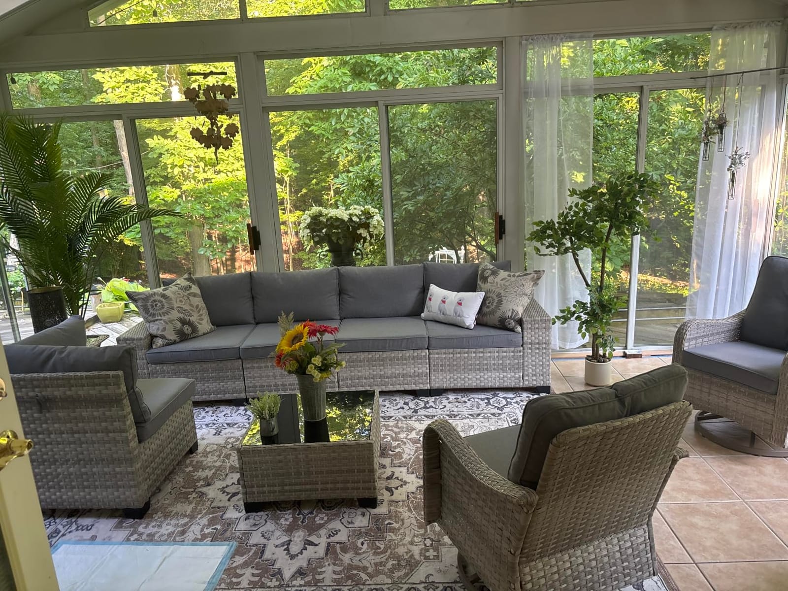 6 Piece Outdoor Wicker Patio Furniture Set Rattan Outdoor Sectional Sofa, Patio Sectional with 4-Inch Thickened Cushions & Coffee Table, All-Weather Rattan for Garden, Backyard, Porch, Charcoal Gray customer photo 1