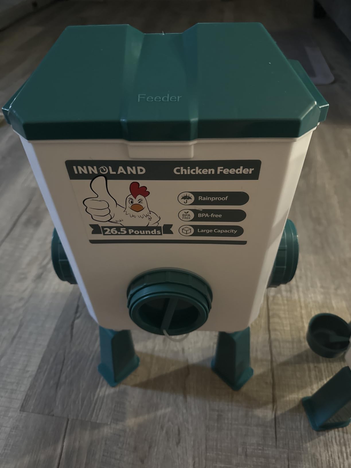 INNOLAND Chicken Feeder and Waterer Set - 3 Gallon/26.5 Pounds | Automatic Chicken Waterer, 4 Cups & 4 Feeder Ports, No Waste Poultry Feeders & Waterers, Chicken Coop Accessories for Poultry customer photo 1