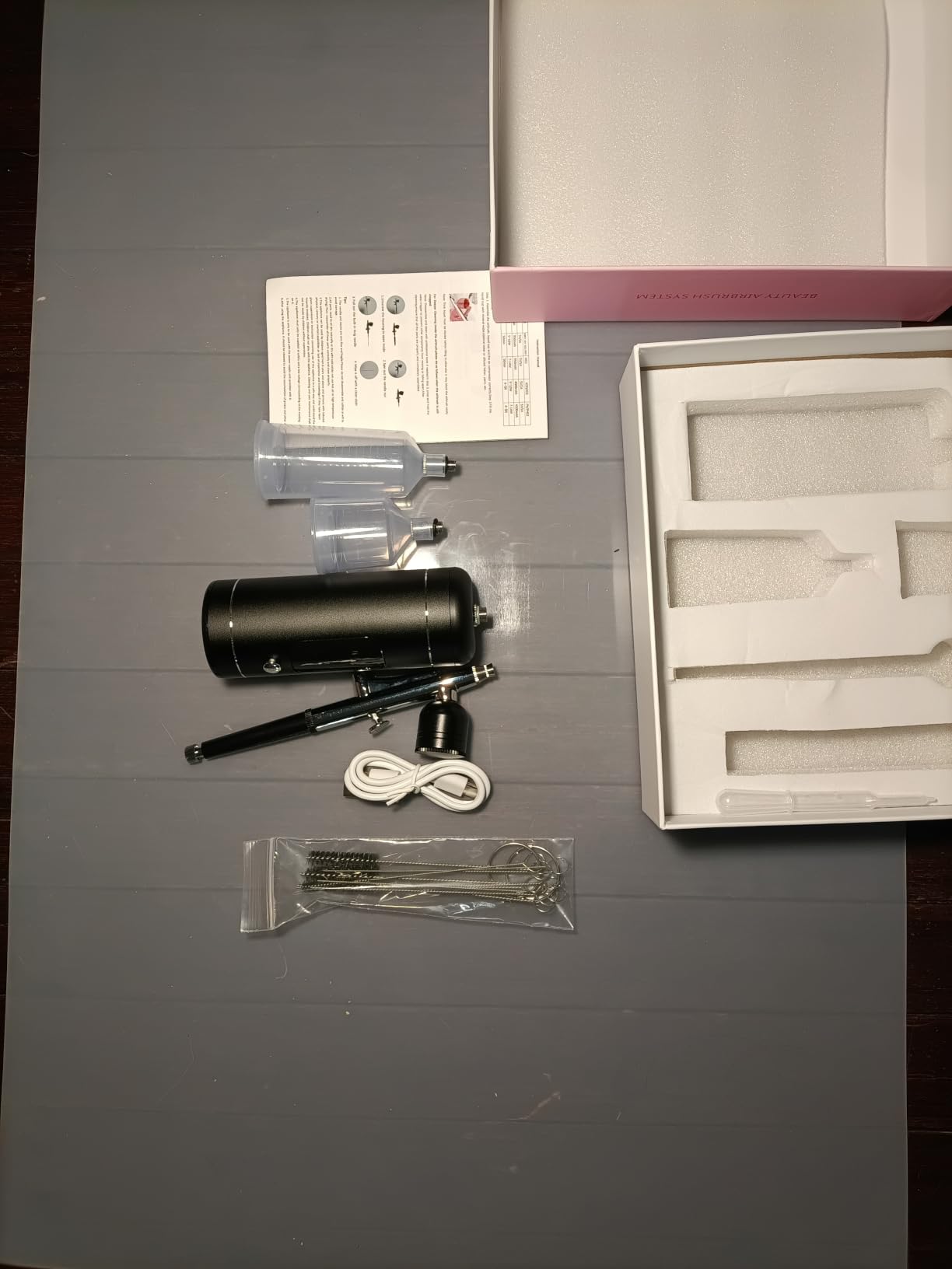 Cordless Airbrush Kit with Compressor, 48 PSI High Pressure, 3-Speed, Black | 6000mAh Rechargeable, 0.2/0.5mm Nozzles & 3 Cups, Non-Clogging, for Cake, Models, Makeup, Painting, Nail Art customer photo 2