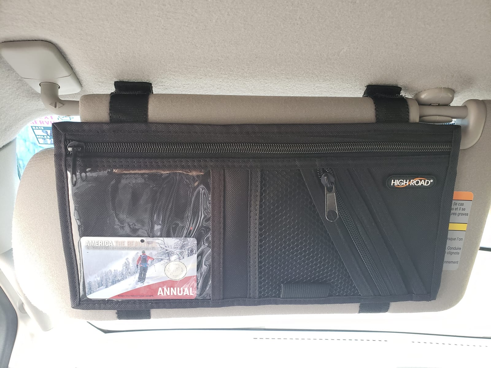 High Road Car Visor Organizer with Zippered Pockets, Sunglasses Sleeve and Clear Photo or Registration and Insurance Pocket - Heavy Duty Straps Fit Most Car, SUV and Truck Visors (Black) customer photo 1