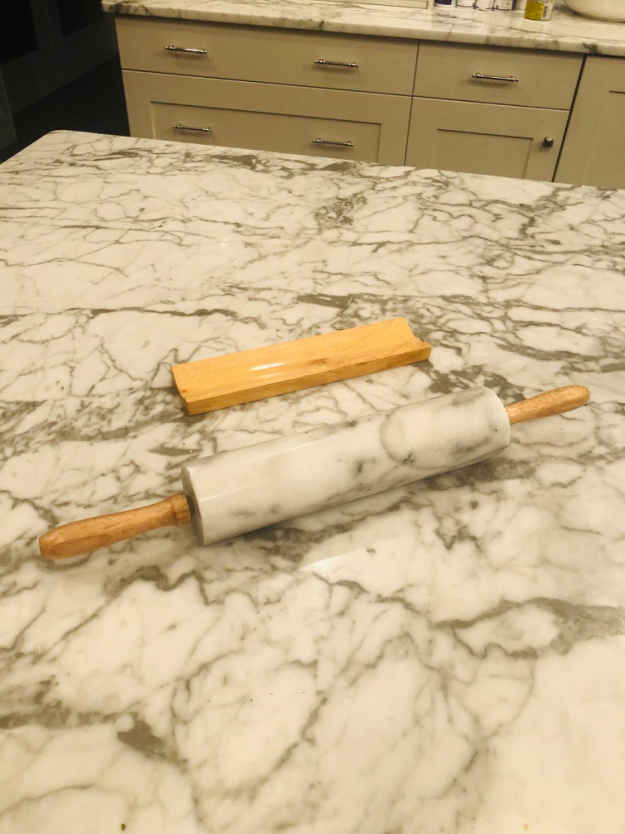 Fox Run Polished Marble Rolling Pin with Wooden Cradle, 10-Inch Barrel, White customer photo 1