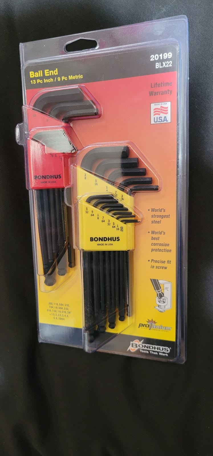 Bondhus 20199 Balldriver L-Wrench DoublePK, 10999 1.5-10mm & 10937 0.050-3/8