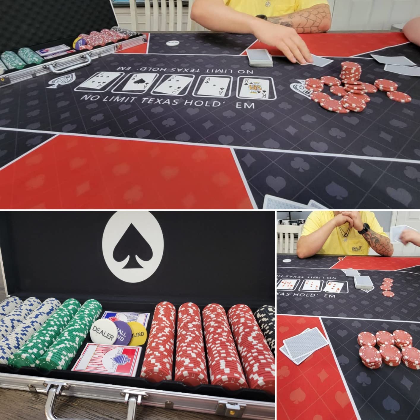 Poker Chip Set - 11.5g Poker Set with Cards, Buttons, Carrying Case, and 500 Poker Chips for Texas Hold'em and Blackjack Games by Trademark Poker customer photo 1