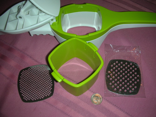 RSVP International (SPUD) Potato Ricer, White/Green | Mash Potatoes, Fruits, Vegetables & More | Includes Medium & Coarse Plates | Pot Resting Extension | Dishwasher Safe customer photo 1