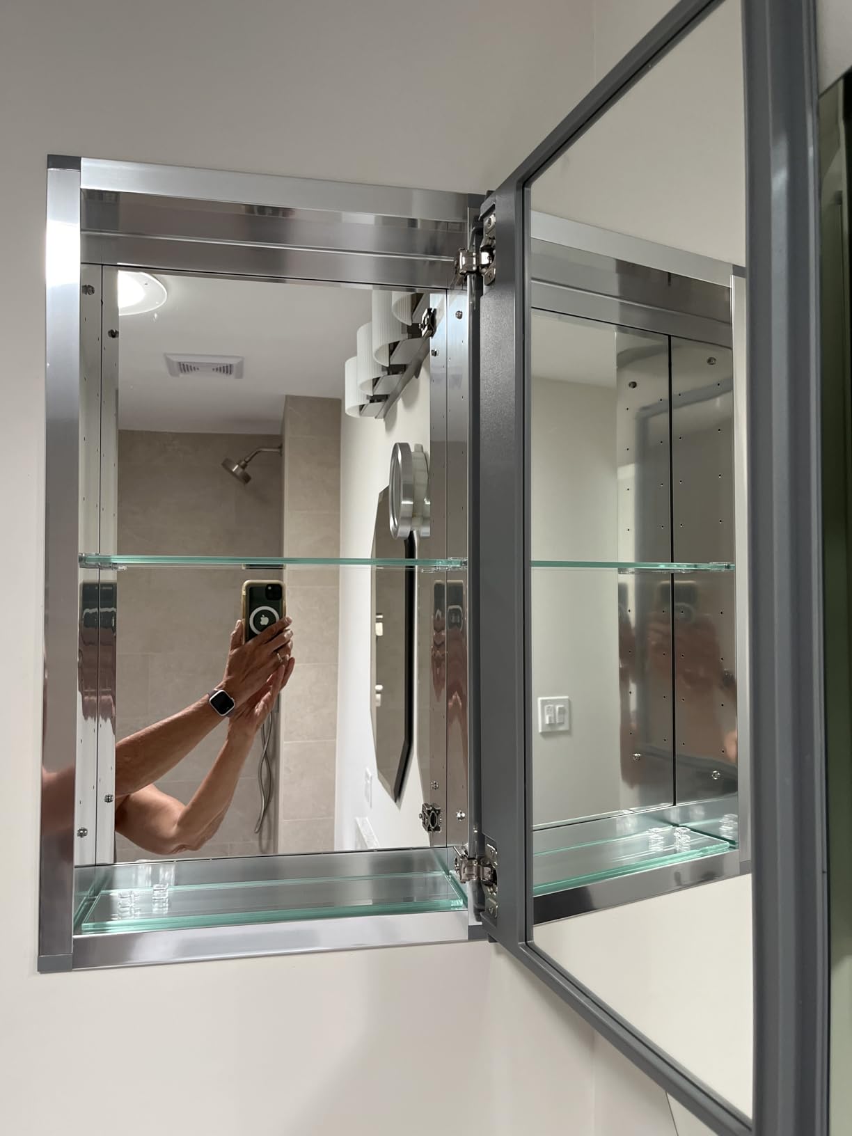 Kohler CB-CLC1526FS Frameless Bathroom Mirror Medicine Cabinet, Single Door, Rectangular Beveled Edge Frame, Bathroom Cabinet Mirror, Adjustable Shelves, 15 in. W x 26 in. H customer photo 2