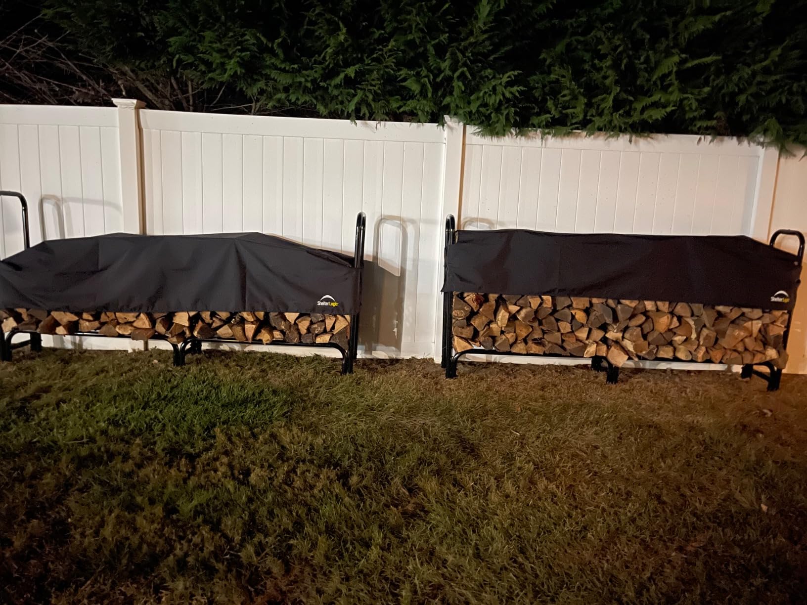 ShelterLogic 12' Adjustable Heavy Duty Outdoor Firewood Rack with Steel Frame Construction and Water-Resistant Cover customer photo 1