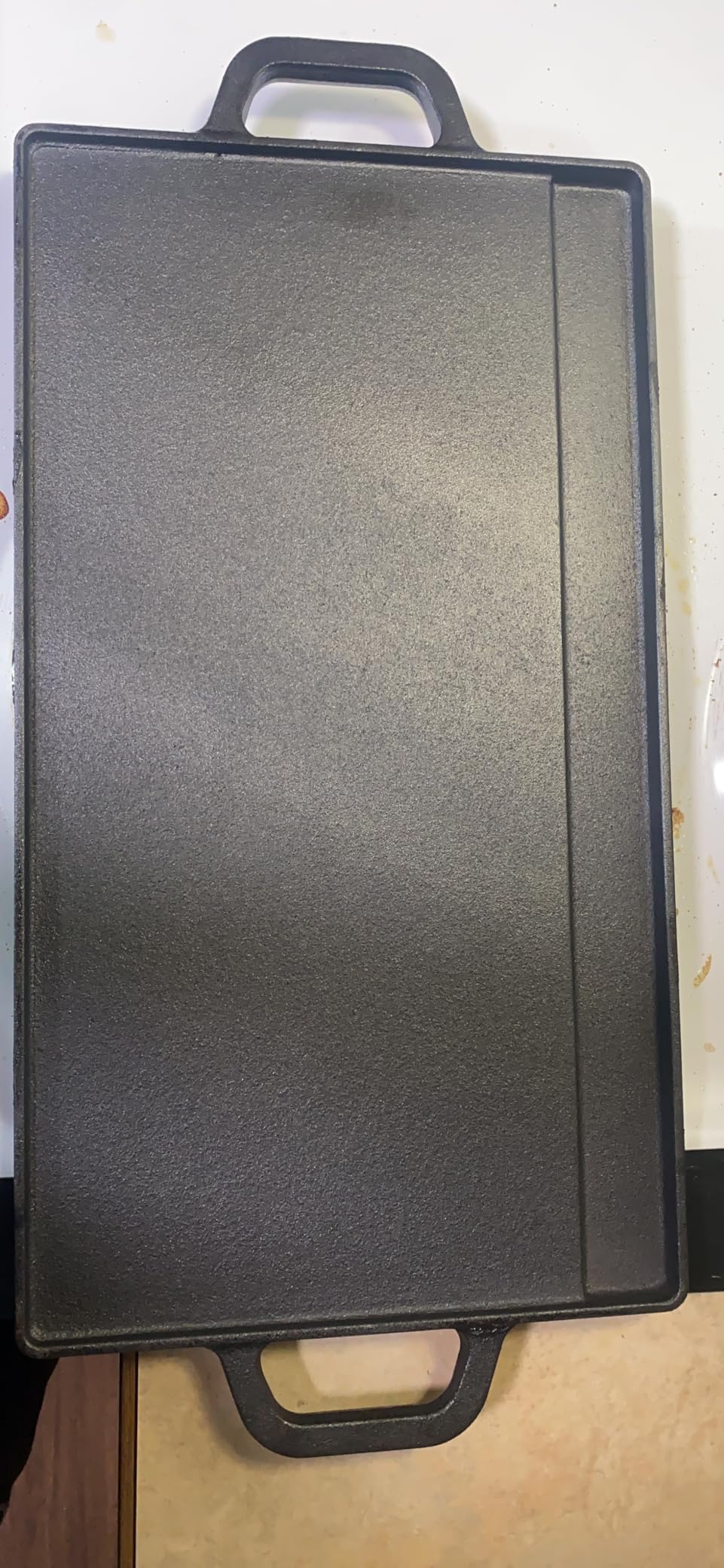 ProSource 2-in-1 Reversible 19.5” x 9” Cast Iron Griddle with Handles, Preseasoned & Non-Stick for Gas Stovetop, Oven and Open Fire. customer photo 2