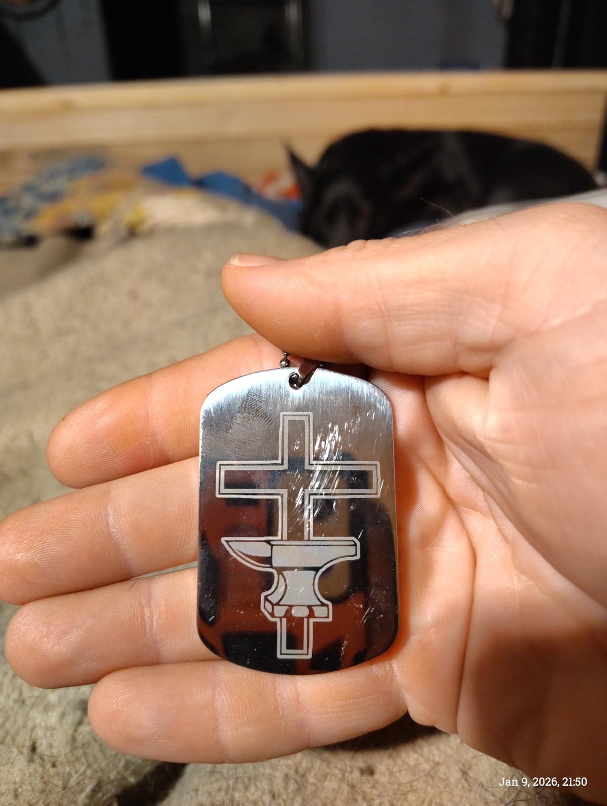 Custom Photo Dog Tag Necklace, Engraved Stainless Steel Keepsake Pendant customer photo 2