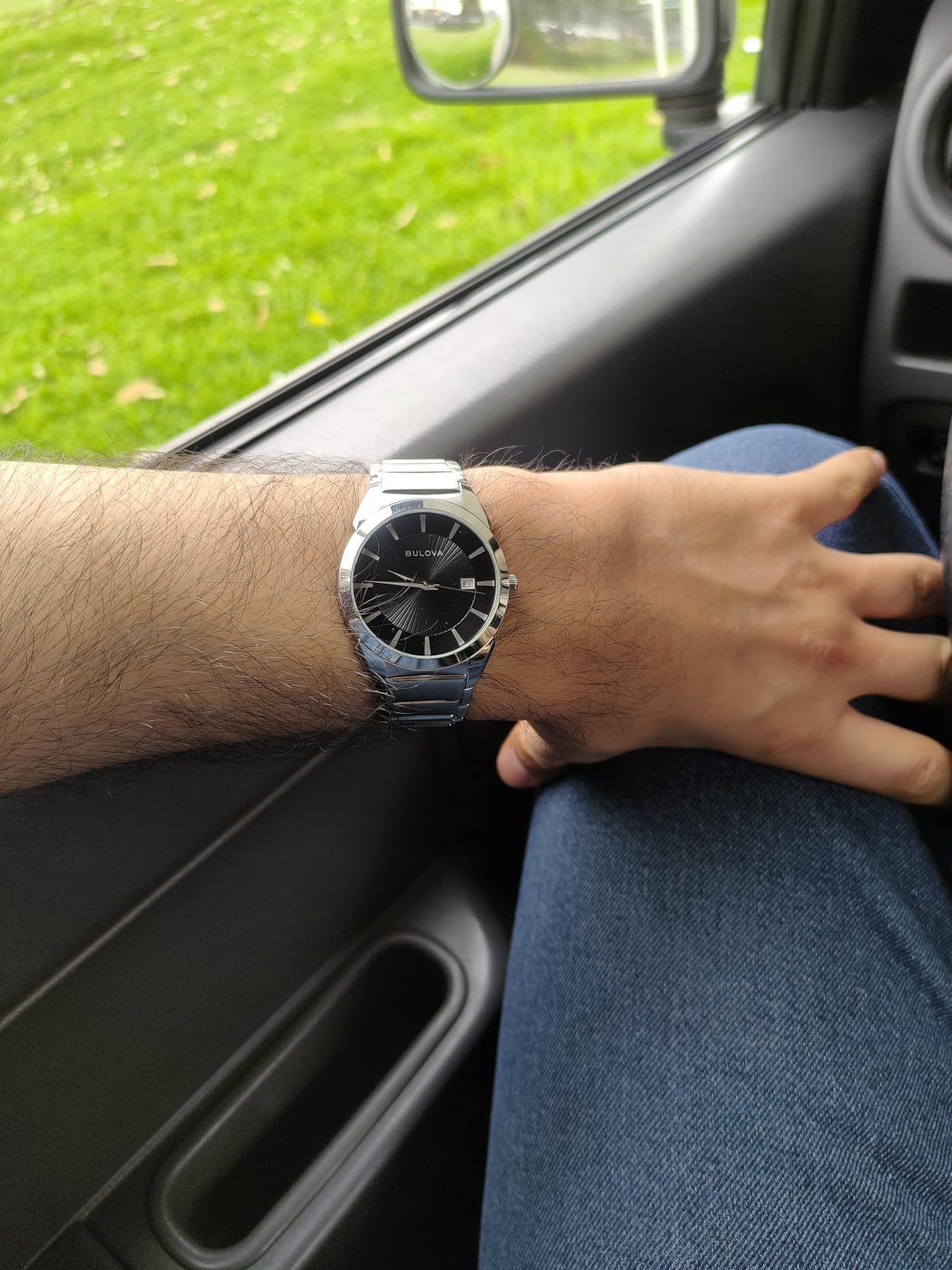 Bulova Men's 3-Hand Calendar Date Quartz Watch, Patterned Dial, 38mm, Style: 96B149 customer photo 2
