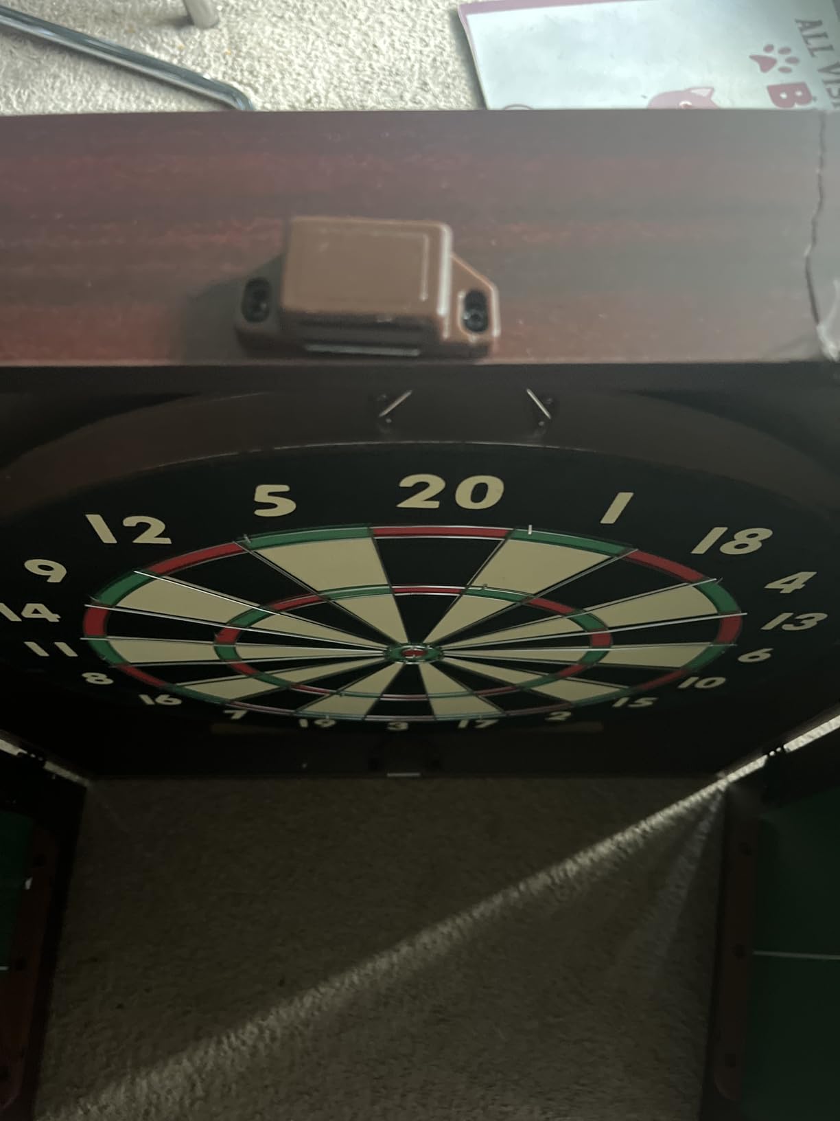 Trademark Poker Dart Board Cabinet Set with 18” Dartboard, Walnut, 20”x25” customer photo 1