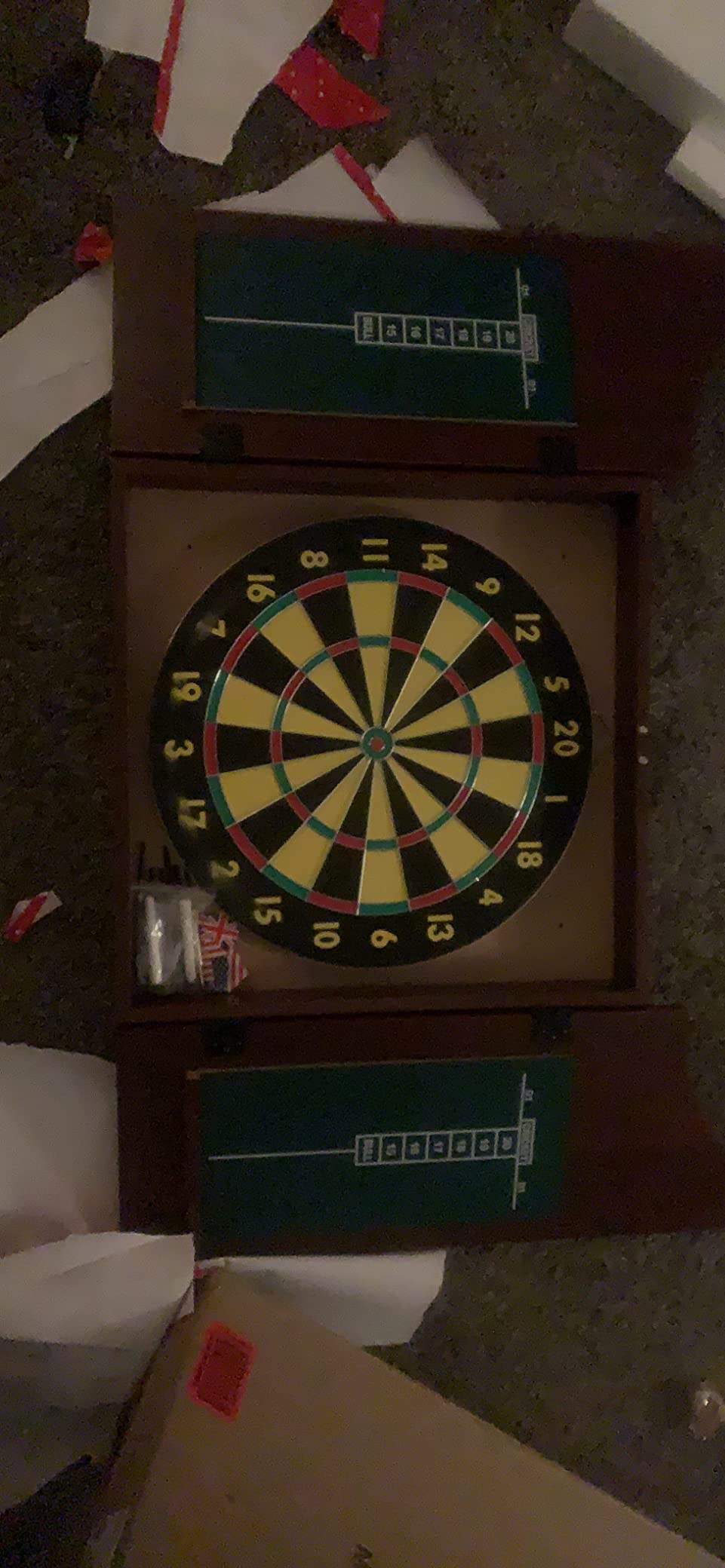Trademark Poker Dart Board Cabinet Set with 18” Dartboard, Walnut, 20”x25” customer photo 2