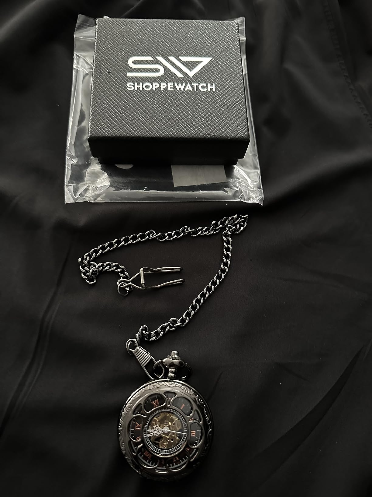 ShoppeWatch Men’s Pocket Watch with Chain | Hand Winding Vintage Pocket Watch | Classic Mechanical Movement Pocketwatch | 1920s Railroad Steampunk Costume Accessory customer photo 1